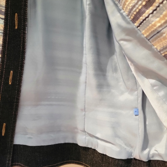 Doncaster women's size 8 sport 100% silk striped with denim trimmed jacket - Picture 13 of 16